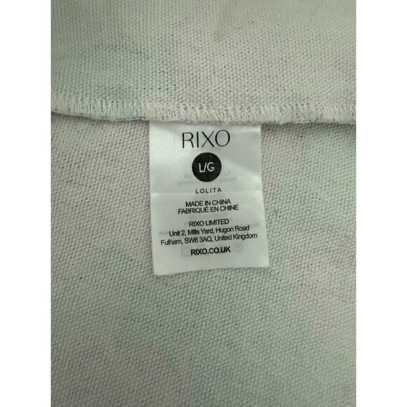 RIXO Lolita Cotton Canvas Mini Dress Azalea Bloom Pink & Green Floral Women’s L - Picture 13 of 16